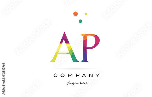 ap a p  creative rainbow colors alphabet letter logo icon