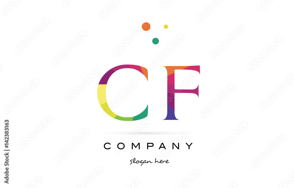 cf c f  creative rainbow colors alphabet letter logo icon