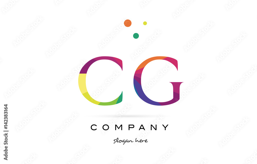 cg c g  creative rainbow colors alphabet letter logo icon