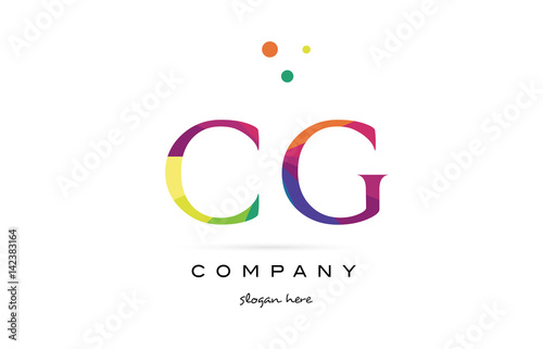 cg c g creative rainbow colors alphabet letter logo icon