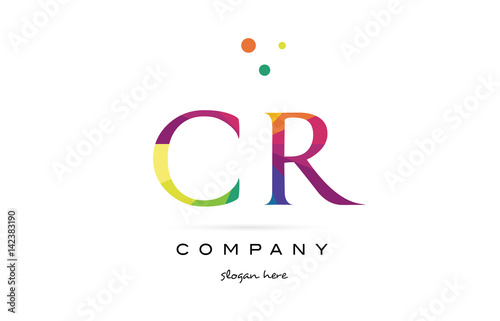 cr c r  creative rainbow colors alphabet letter logo icon