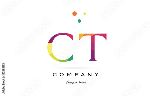 ct c t creative rainbow colors alphabet letter logo icon