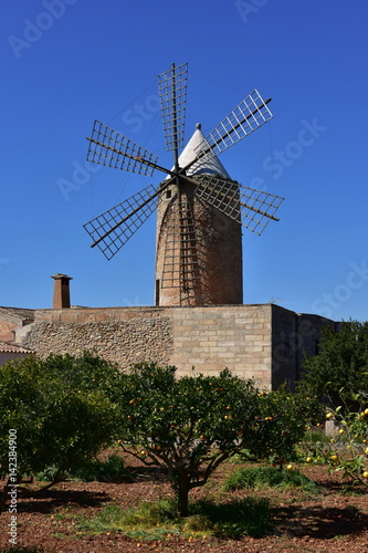 Windmill in village Agaide,Majorca island