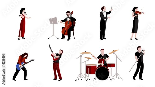 Musicians flat icons animation footage