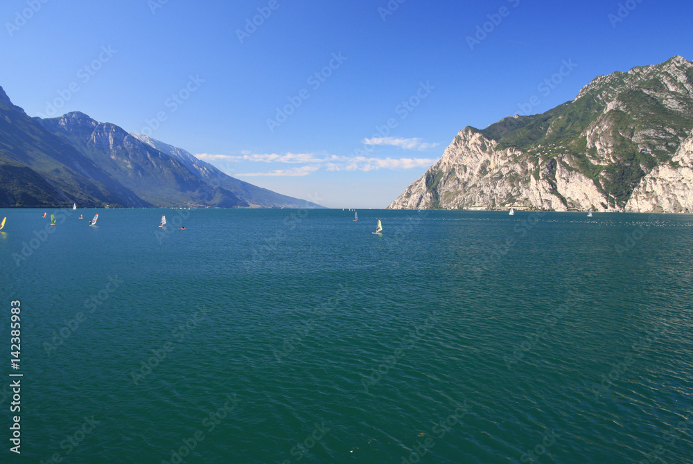 Garda Lake in Italy, surrounded by the Alps