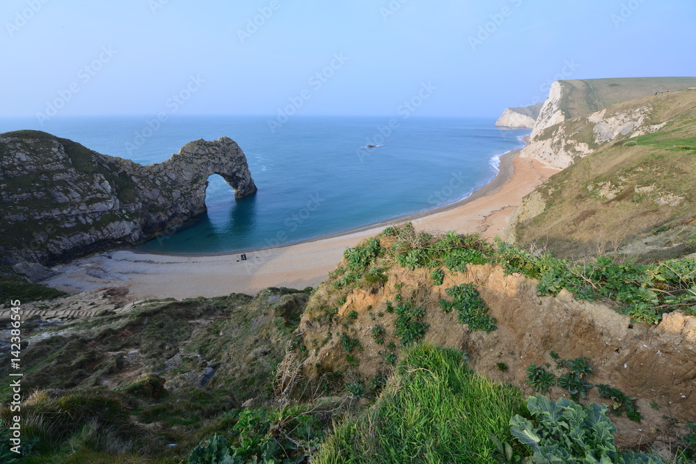 Durdle Door near Lulworth in Dorset, England.
Durdle Door near Lulworth in Dorset, England.