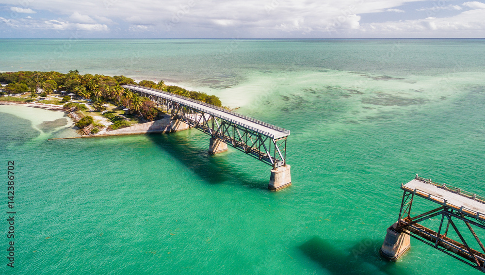 Aerial view of Old Bahia Honda Bridge, Florida