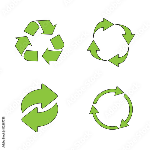 Recycle icon set green on white background
