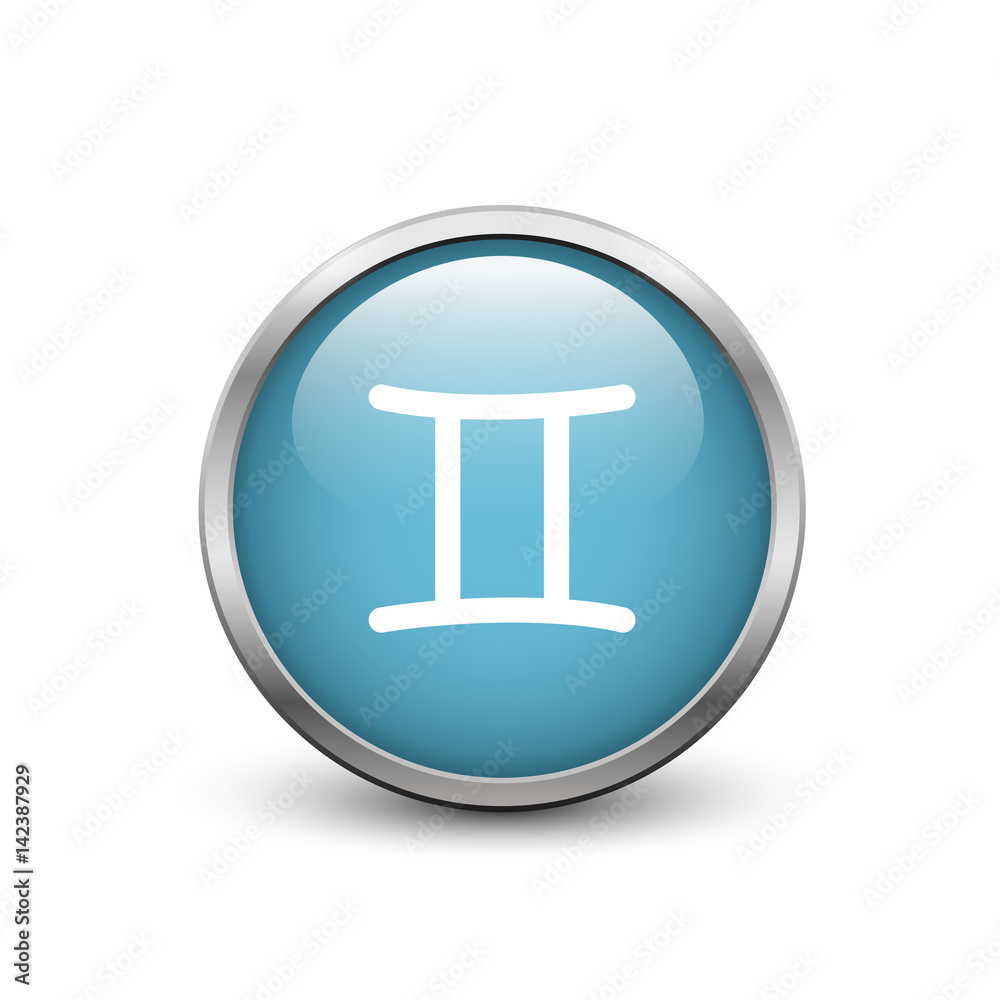 Virgo zodiac symbol, black button with metal frame and shadow Virgo zodiac symbol, black button with metal frame and shadow