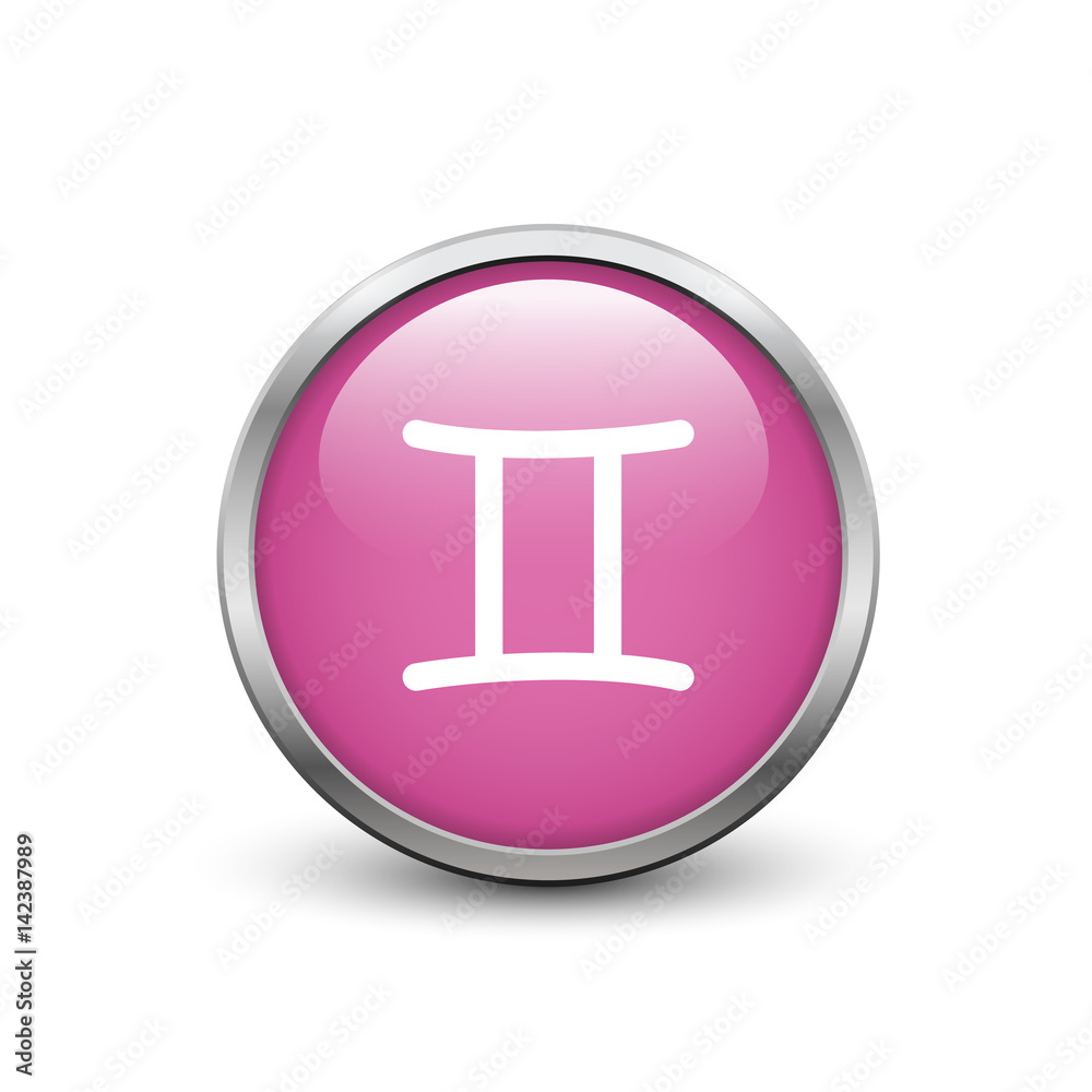 Virgo zodiac symbol, black button with metal frame and shadow Virgo zodiac symbol, black button with metal frame and shadow