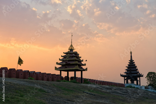 Watchtowers in the Prommitr Film Studio, Kanchanaburi, Thailand photo