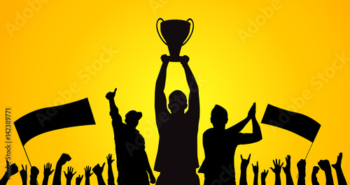 Background with cheering people