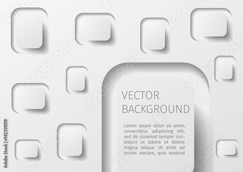 White Paper rectangular abstract background banner with drop shadows. Vector illustration.