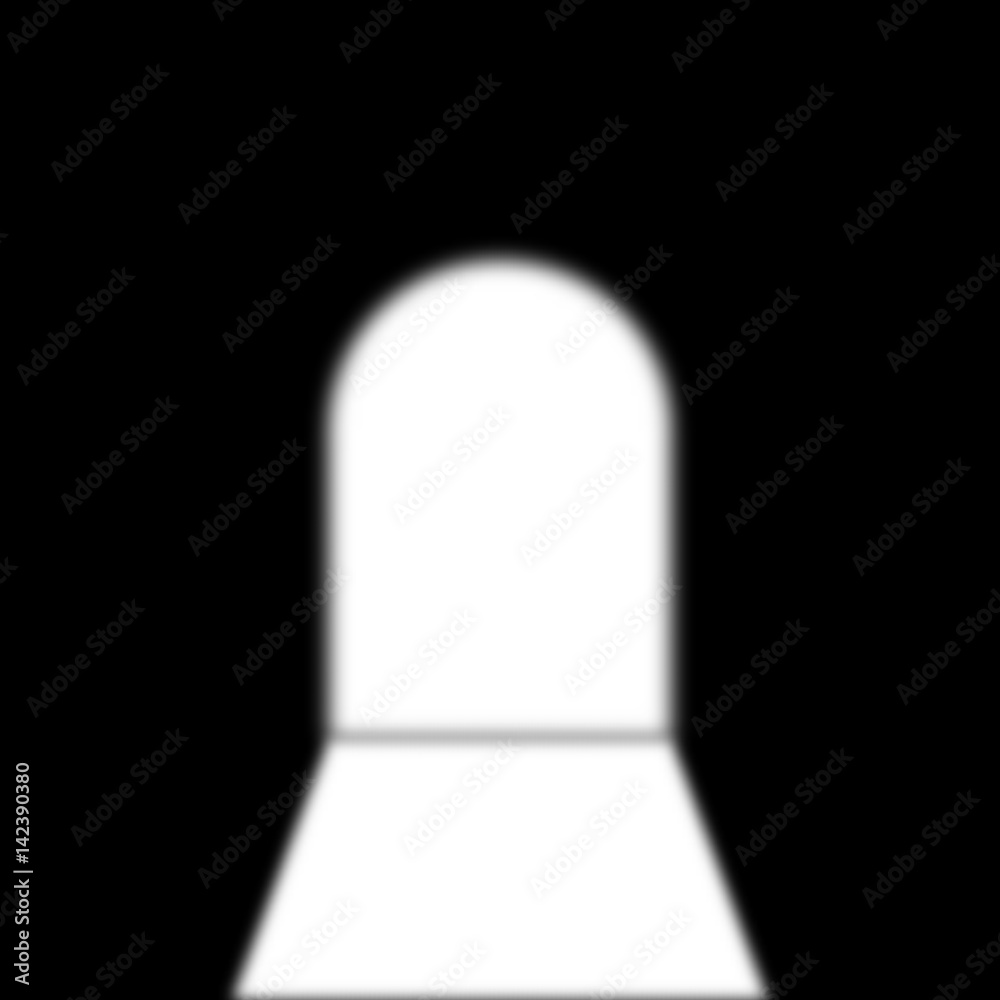 blurred light from the doorway. abstract door. black background. vector illustration.