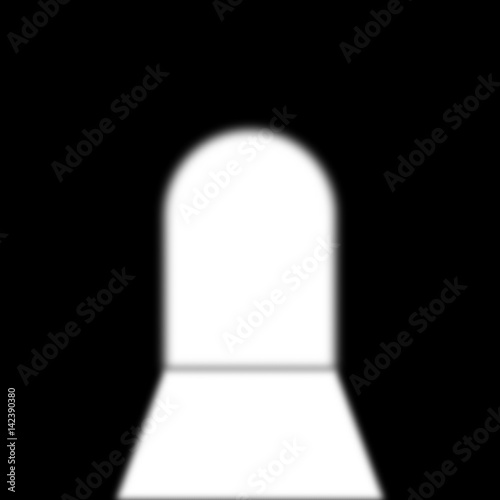 blurred light from the doorway. abstract door. black background. vector illustration.