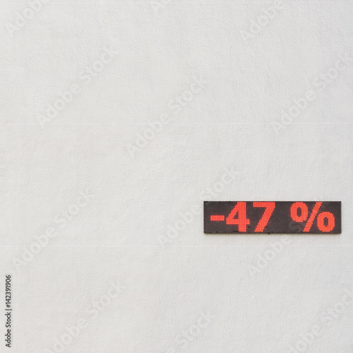 Discount 47 percent off, text written on electronic billboard © nejuras