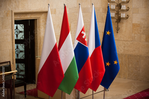 flagi Grupy Wyszehradzkiej Polski Czech Słowacji Węgry