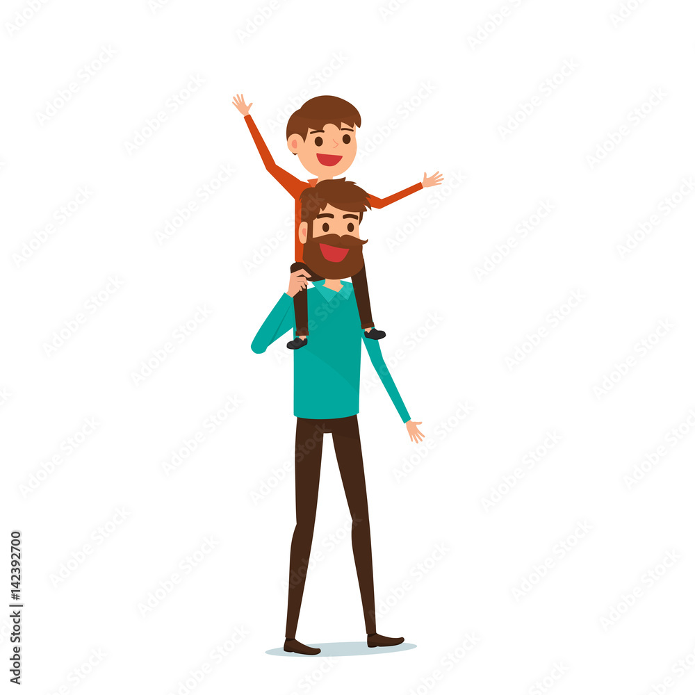 Happy Father's Day. Happy family concept. Dad carrying little son on his shoulders. Happy Father's Day. Happy family concept. Dad carrying little son on his shoulders.