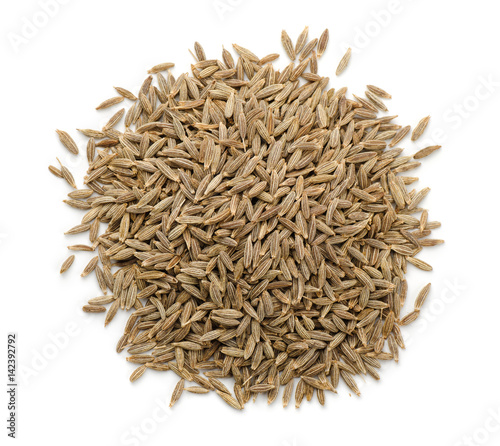 Top view of cumin seeds photo