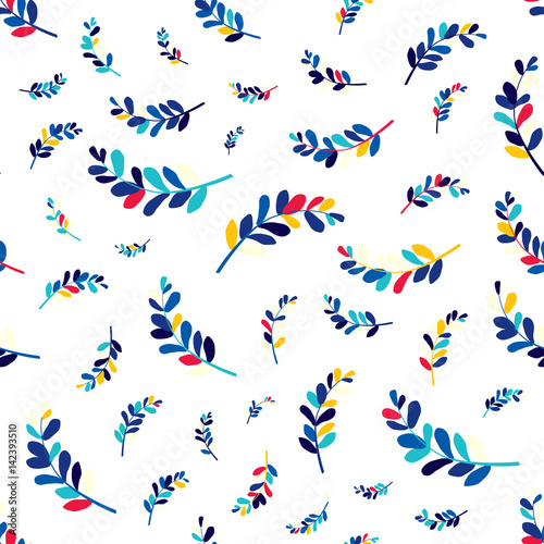 Seamless floral pattern of many bright elements.