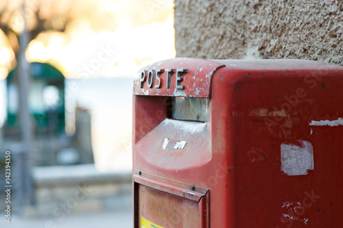 Colorful antique mailbox in Como, Italy