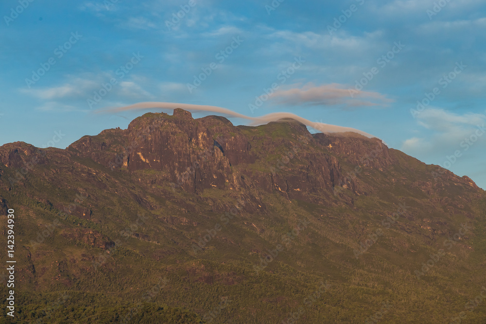 Island Mountain with Lenticular Clouds