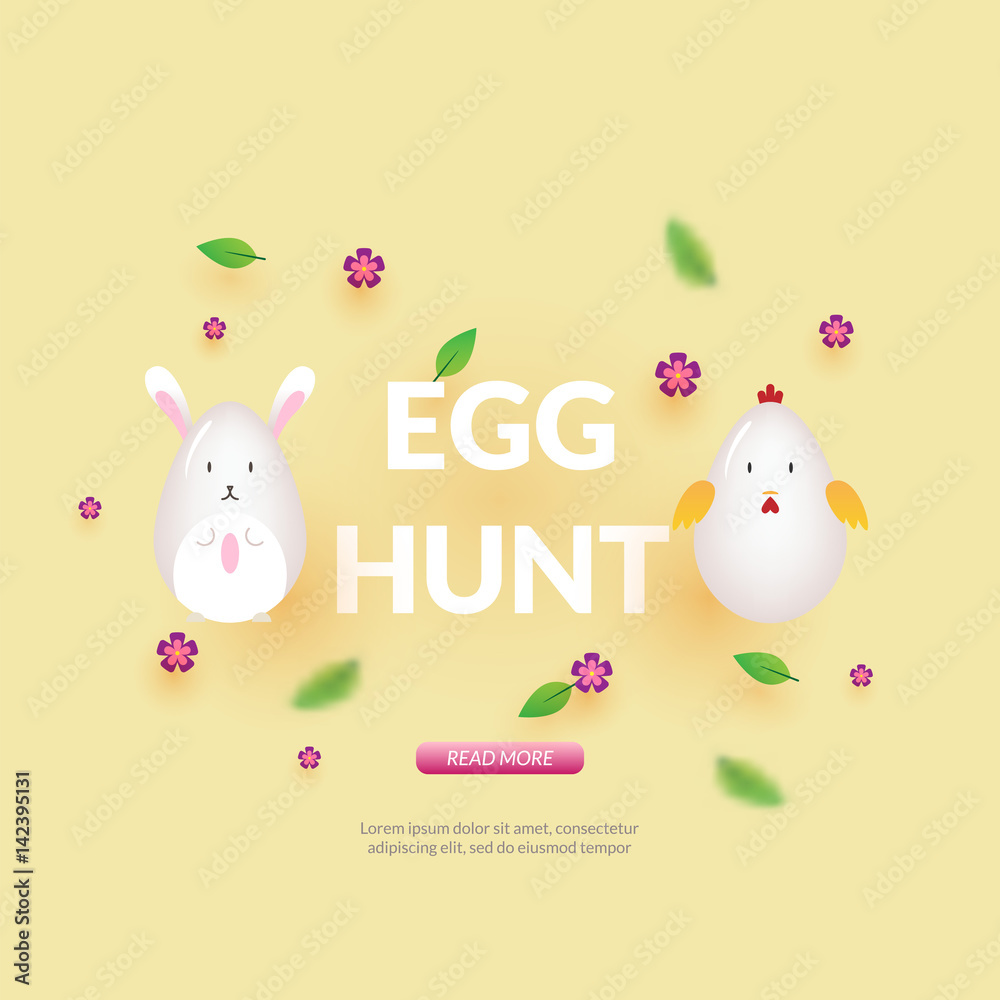 Easter poster concept with kawaii egg character