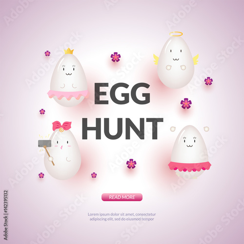 Easter poster concept with kawaii egg character