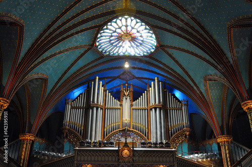 Pipe Organ of Montreal Notre-Dame Basilica (French: Basilique Notre-Dame de Montreal), Montreal, Quebec, Canada.
