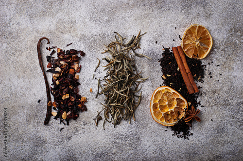 Various kinds of dry tea