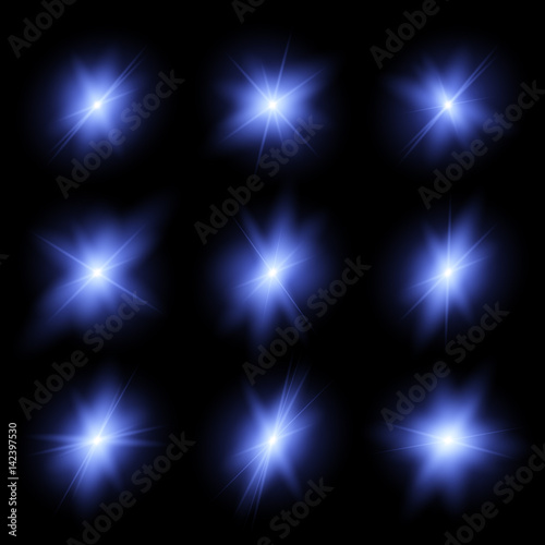 Bright glowing blue flashes in the dark