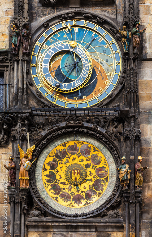 Astronomical clock at Prague city hall, Czech Republic