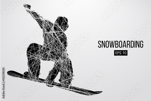 Silhouette of a snowboarder jumping isolated. Vector illustration