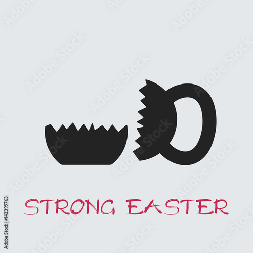 Flat Happy easter card concept with cracked kettlebell.