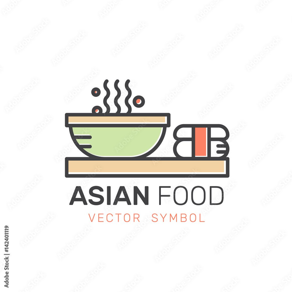 Vector Icon Style Illustration Logo of Asian Street Fast Food Bar or Shop, Noodle with Chopsticks, Isolated Minimalistic Object Vector Icon Style Illustration Logo of Asian Street Fast Food Bar or Shop, Noodle with Chopsticks, Isolated Minimalistic Object