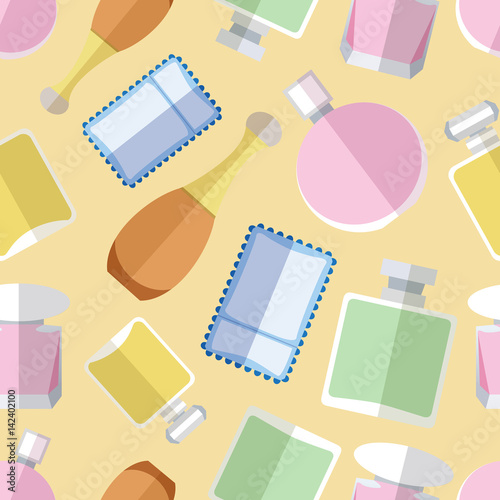 Seamless pattern background with simple perfumery flat icons