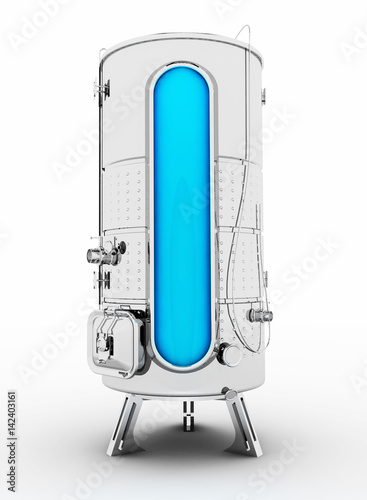 Metal barrel for industrial purposes. Capacity for production and storage. Illustration 3D.