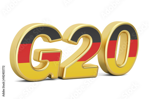 Summit G20 concept. German G20 meeting, 3D rendering photo