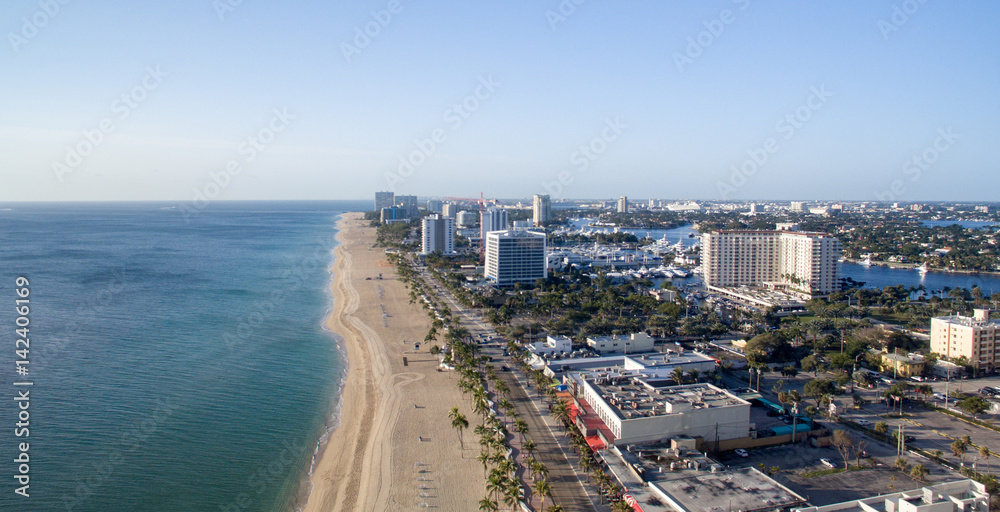 Panoramic aerial view of Fort Lauderdale on a sunny day, Florida