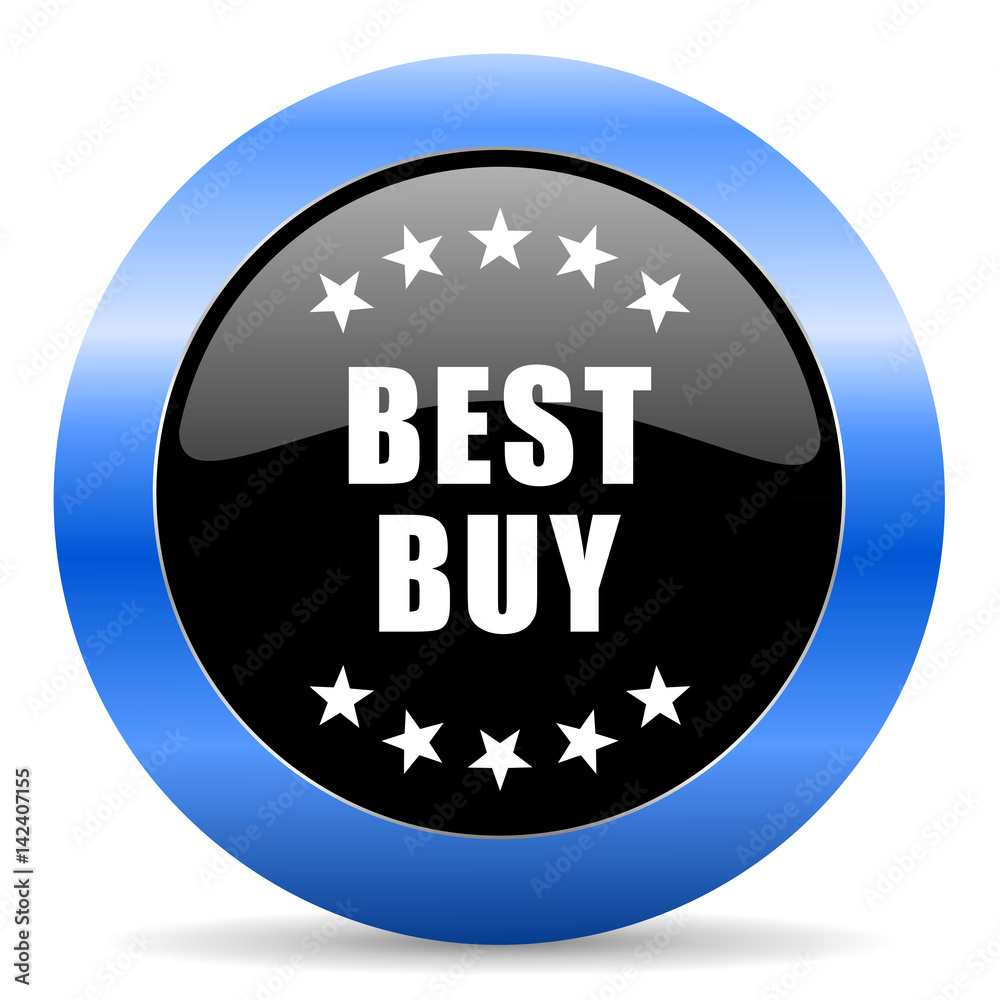 Best buy black and blue web design round internet icon with shadow on white background. Best buy black and blue web design round internet icon with shadow on white background.