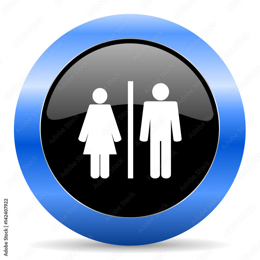 Man and Woman black and blue web design round internet icon with shadow ...