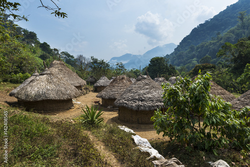Kogi village in the forest in the Sierra Nevada de Santa Marta in Colombia photo