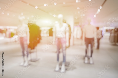 Blur or Defocus image of jeans display in the fashion store,luxu