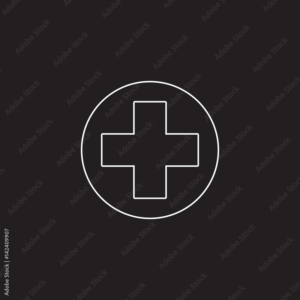 hospital symbol line icon, cross outline vector logo, linear pictogram isolated on black, pixel perfect illustration hospital symbol line icon, cross outline vector logo, linear pictogram isolated on black, pixel perfect illustration