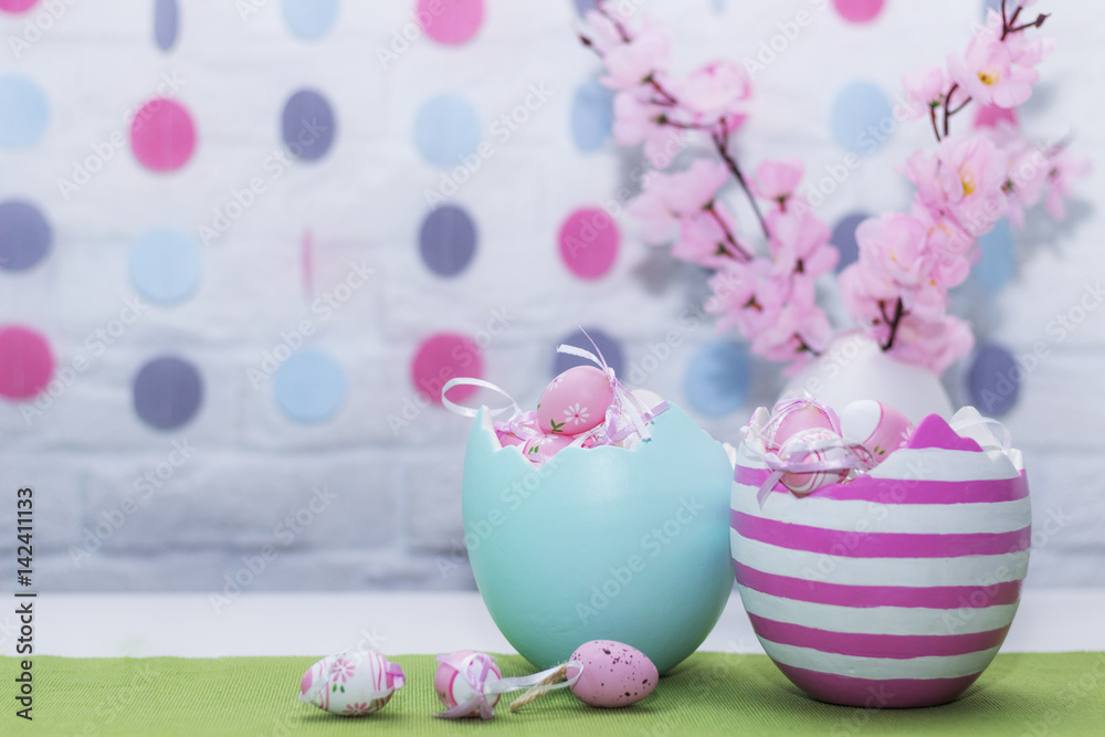 Easter eggs. Festive decoration. Happy Easter