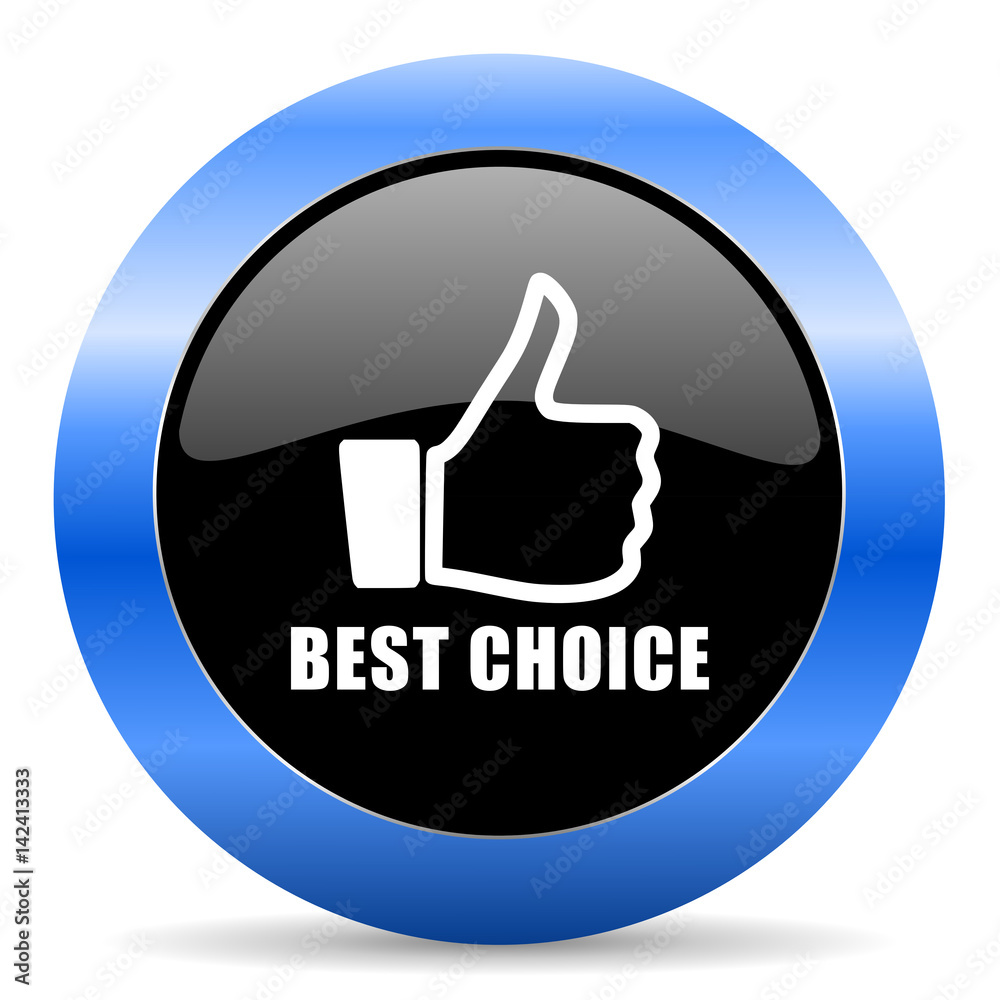 Best choice black and blue web design round internet icon with shadow on white background. Best choice black and blue web design round internet icon with shadow on white background.