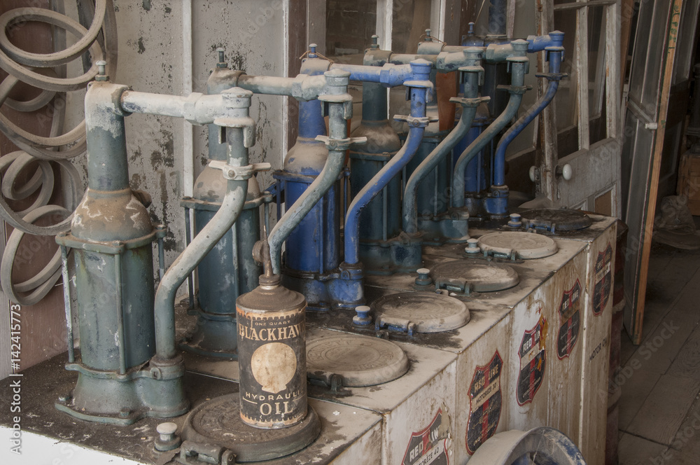 Antique Oil Pumps in Gas Station, Ghost Town of Bodie Antique Oil Pumps in Gas Station, Ghost Town of Bodie
