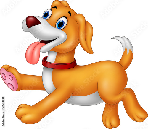 Cartoon happy dog running