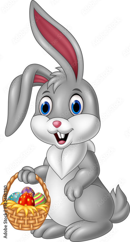 Cartoon rabbit holding an easter basket
