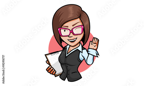 Secretary girl flirty character vector, Secretary girl flirty icon